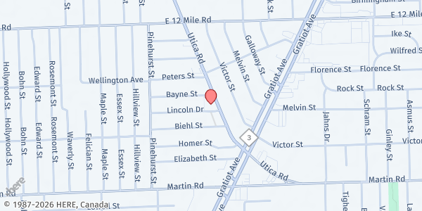 Map showing MP-Covenant Missions Mobile Foodbank - Roseville at 28491 Utica Road, Roseville, MI