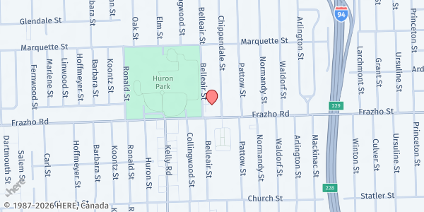 Map showing MP-Metropolitan Church of the Nazarene at 18945 Frazho Road, Roseville, MI