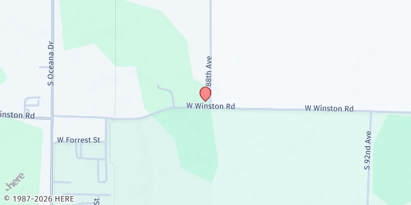 Map showing Helping Hands Food Pantry (Rothbury Community Church) at 2500 W. Winston Road, Rothbury, MI