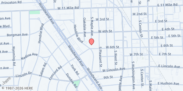 Map showing Free Little Pantries - Royal Oak at 529 Hendrie Blvd, Royal Oak, MI