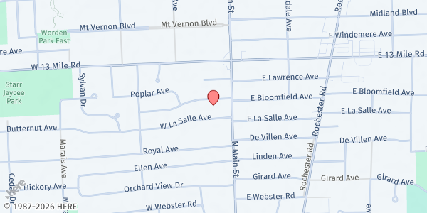 Map showing Royal Oak Salvation Army at 3015 North Main Street, Royal Oak, MI