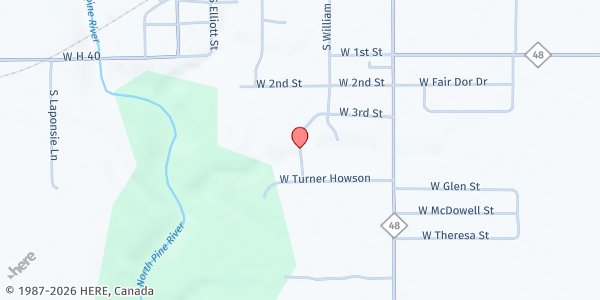 Map showing Mollie R. Kahl Community Library at 11185 W. 2nd Street, Rudyard, MI