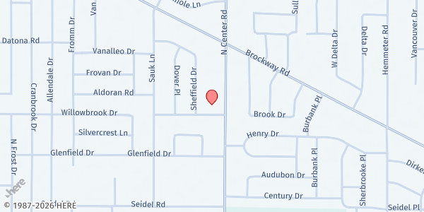Map showing Center Road Church of Christ at 1325 N. Center Rd., Saginaw, MI