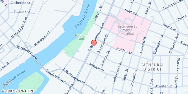 Map showing Church of God at 1030 S. Washington Ave, Saginaw, MI
