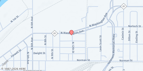 Map showing First Ward Mass Feeding at 1410 N 12th St., Saginaw, MI