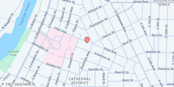 Map showing Great Lakes Bay Health Center at 732 Hoyt St., Saginaw, MI