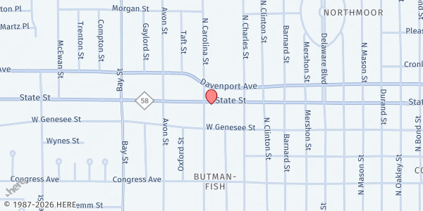 Map showing Salvation Army-Carolina at 2030 N Carolina St, Saginaw, MI