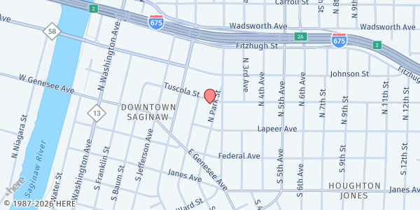 Map showing St. Paul Episcopal - Saginaw at 720 Tuscola, Saginaw, MI