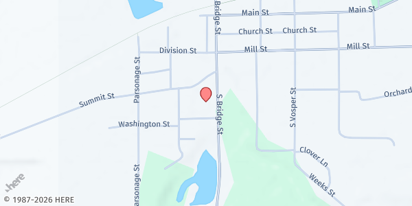 Map showing Saranac Community Church Food Pantry at 125 S. Bridge Street, Saranac, MI