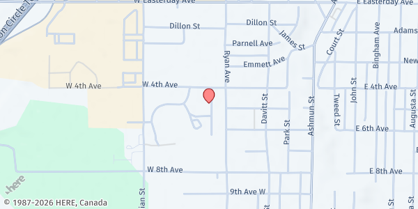 Map showing First Free Methodist Church at 505 W 4th Ave., Sault Ste Marie, MI