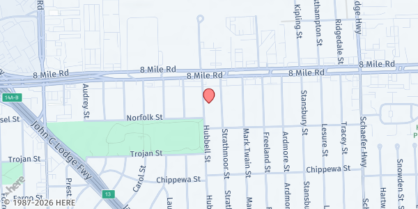 Map showing The Remnant Worshippers Ministries at 20470 Hubbell Avenue, Schaefer 7/8 Lodge, MI