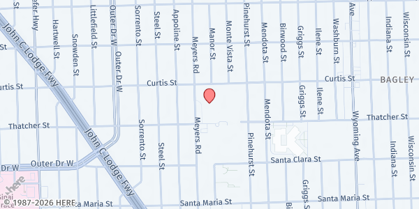 Map showing Northwest Activities Center at 18100 Meyers Road, Schulze, MI