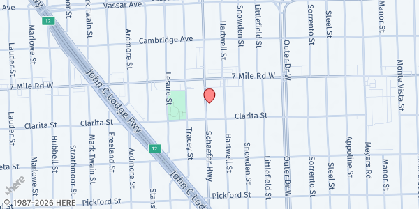Map showing Precise Home Health Care at 18940 Schaefer Highway, Schulze, MI