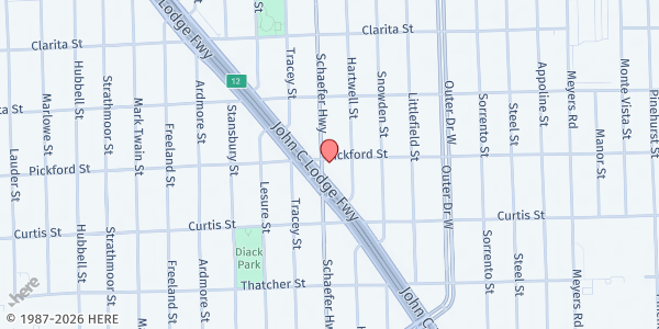 Map showing Shiloh Deliverance at 18350 Schaefer Highway, Schulze, MI