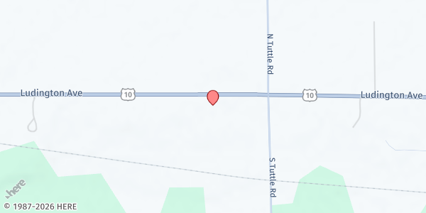Map showing Crossroads Church at 1463 E. US 10, Scottville, MI