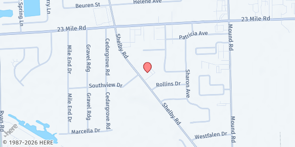 Map showing Faith Lutheran at 50600 Shelby Road, Shelby Township, MI