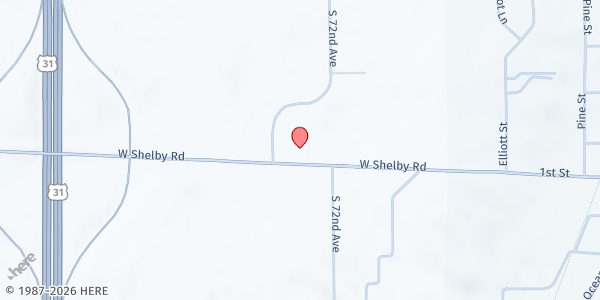 Map showing Shelby Road Baptist Church at 4066 W. Shelby Rd., Shelby, MI