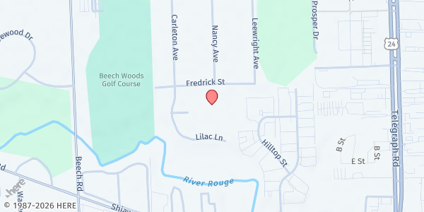 Map showing MP-Bussey Center at 24501 Fredrick Street, Southfield, MI