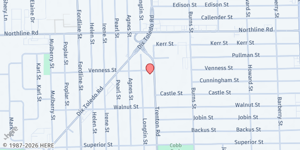 Map showing Bethel Baptist - Southgate at 13330 Trenton Road, Southgate, MI