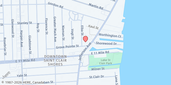 Map showing Lakeshore Presbyterian at 27801 Jefferson Avenue, St. Clair Shores, MI