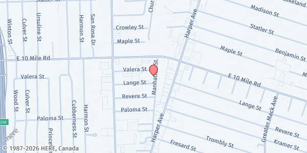 Map showing The Shores Church at 24905 Manhattan St, St Clair Shores, MI