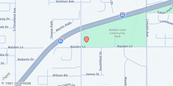 Map showing St. Joseph S.D.A. Church Food Pantry at 1201 Maiden Lane, St. Joseph, MI