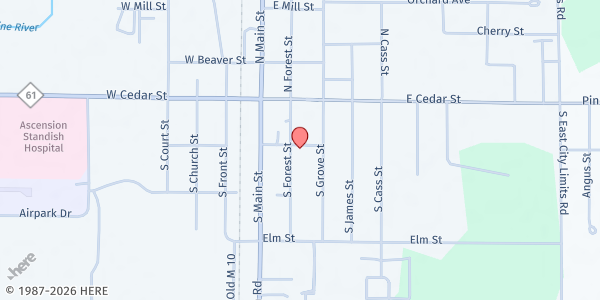 Map showing Beacon of Light United Methodist Church at 201 S Forest St, Standish, MI