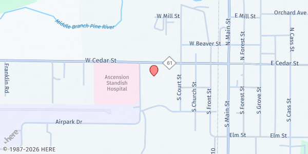 Map showing Resurrection of the Lord Catholic Church at 423 W Cedar St, Standish, MI