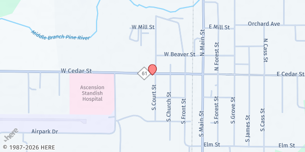 Map showing Resurrection Of The Lord - Food Distribution Center at 423 W Cedar St, Standish, MI