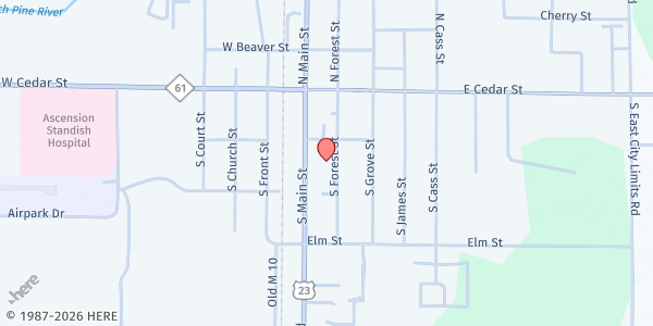 Map showing Standish Beacon of Light at 201 S Forest, Standish, MI