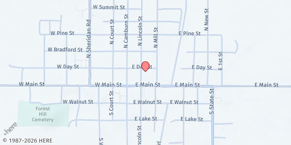 Map showing First Baptist Church at 134 Lincoln Street, Stanton, MI