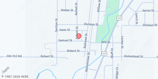Map showing Mid-County Ministerium Food Pantry at 516 W. Samuel St, Stephenson, MI