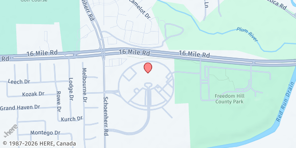 Map showing Bethesda Christian Church at 14000 Metro Parkway, Sterling Heights, MI