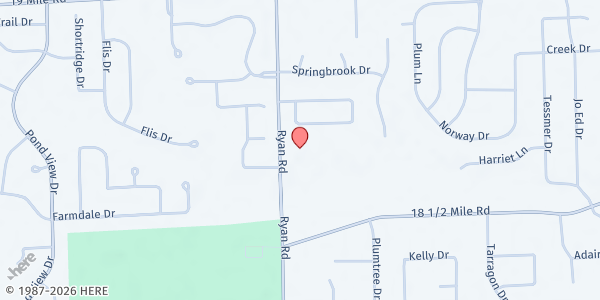 Map showing Community Christian Church at 42400 Ryan Road, Sterling Heights, MI