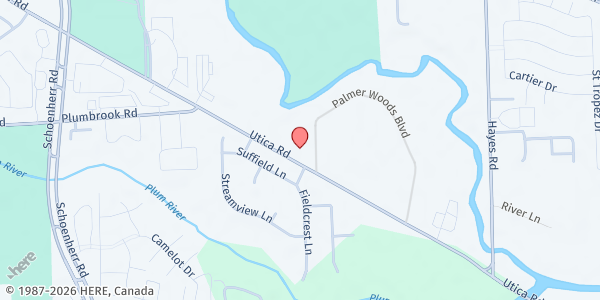 Map showing New Apostolic Church, Gleaners mobile pantry - Sterling Heights at 37800 Utica Road, Sterling Heights, MI