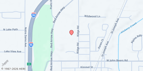 Map showing Stevensville United Methodist Church at 5506 Ridge Road, Stevensville, MI