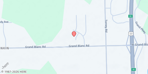 Map showing St. John Vianney Church at 7464 Rowe Ct., Swartz Creek, MI