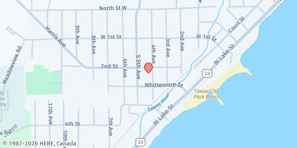 Map showing First Baptist Church of Tawas at 401 2nd St, Tawas City, MI