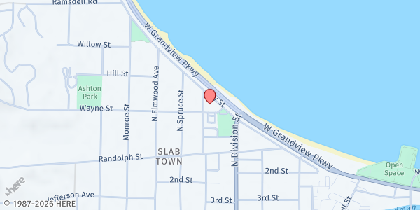 Map showing Bayview Wesleyan Community Meal at 720 Wayne Street, Traverse City, MI