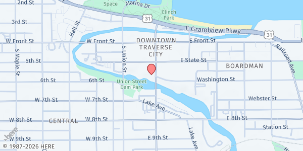 Map showing Central United Methodist Church at 222 Cass St., Traverse City, MI