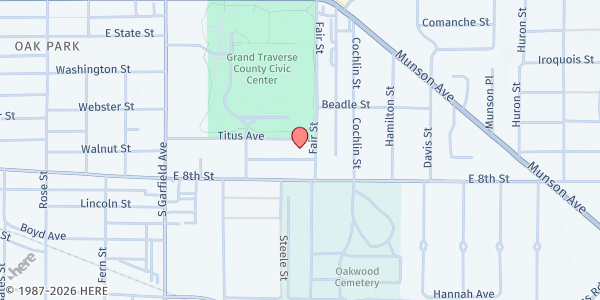 Map showing Christ Church Food Pantry and Meal Site - Food Distribution Center at 430 Fair St, Traverse City, MI