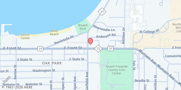 Map showing Faith Reformed Meal at 1139 E Front St, Traverse City, MI
