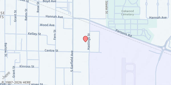 Map showing Father Fred Foundation at 826 Hastings Street, Traverse City, MI
