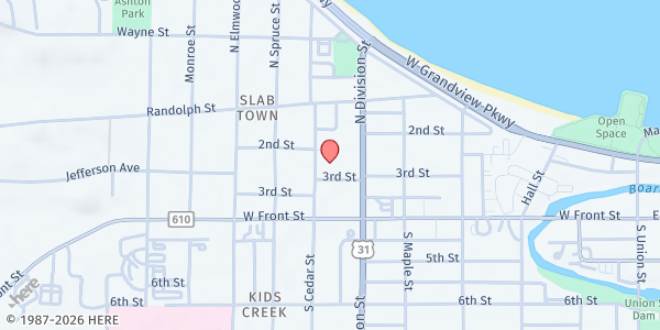Map showing Immaculate Conception Catholic Church at 308 N Cedar St, Traverse City, MI