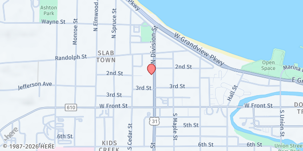 Map showing Immaculate Conception Food Pantry at 720 2nd Street, Traverse City, MI
