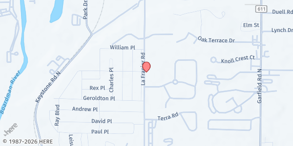 Map showing Lighthouse Church of God at 2770 LaFranier Rd., Traverse City, MI