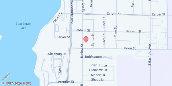 Map showing Salvation Army of Traverse City at 1239 Barlow Street, Traverse City, MI