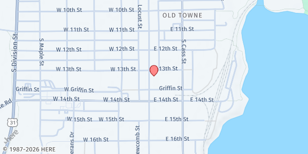 Map showing St. Francis Catholic Church at 1025 South Union St., Traverse City, MI