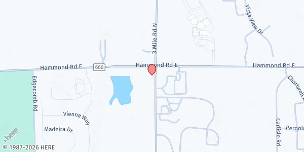 Map showing Traverse Area District Library - East Bay Branch Library at 1989 N Three Mile Rd, Traverse City, MI