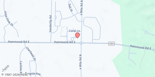 Map showing Traverse City Seventh-Day Adventist Food Pantry at 2055 4 Mile Road, Traverse City, MI
